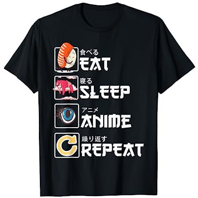 Manga Kawaiano Giapponese - Cute Eat Sleep Anime Repeat Maglietta