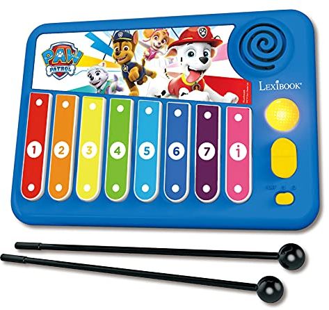 Lexibook, Paw Patrol, Xylofun, Elektronisches und lehrreiches Xylophon für Kinder, musikalisches Spielzeugspiel, 8 Tasten, Lichtführung, 2 Schlägel enthalten, blau, K340PA