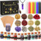 MULEVIP Fournitures de Sorcellerie Ensemble de Sorcellerie Kit de Sorcellerie Bougies Candle Magiques Colorées Pierre Naturelles Pièces de Cristal,Fleur Séchée Utilisé pour la Prière,Mantra,Magie
