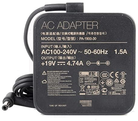 19V 4.74A 90W Laptop Charger AC Adapter Compatible for ASUS K550LA K55A K55N K55VD K52F K52J K53E K53S K53SV K53U K55 K501U K501UX K501UW Q550L K501L K501LX ADP-90YD PA-1900-30 Power Supply Cord