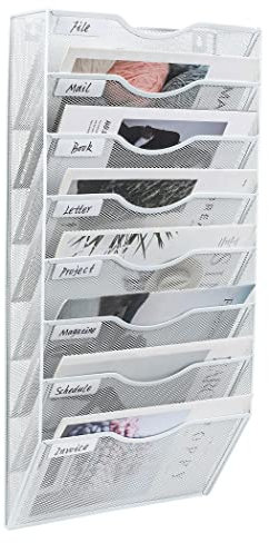 PAG 8 Compartiments Porte Document Mural,Rangement Mural Bureau,Rangement Papier Trieur Bureau Pour Rangement Documents et Magazines,Convient Pour le Bureau/Home/School,Blanc