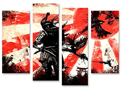 islandburner Bild auf Leinwand Samurai Kämpfer Krieger Vor Dem Hintergrund Eines Hellen Sonnenunte Bilder Wandbilder Poster