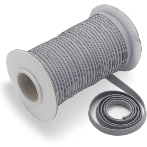 Schrägband, doppelt gefaltetes Schrägband, 1/4 Zoll, durchgehendes Schrägband zum Nähen, Quilten, Binden, Säumen, Bekleidung, Polyester, nicht dehnbar (grau, 6 mm, 48 m)