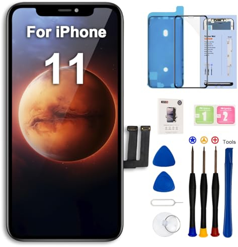 EFAITHFIX Ersatz-LCD-Bildschirm für iPhone 11, 6,1 Zoll Rahmen, Montage LCD-Display und 3D-Touchscreen-Digitalisierer, Full HD mit wasserdichtem Klebstoff, kompatibel mit Modell A2111, A2223, A2221