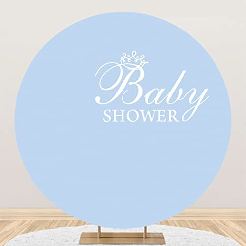 Renaiss 1.8m Baby Shower Runde Kulisse Abdeckung Blauer Polyester Fotohintergrund Junge Neugeborenen Geburtstag Party Dekoration Kuchentisch Banner Fotostudio Requisiten