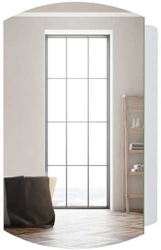 FOREHILL Spiegelschrank Bad,Badezimmerschrank mit Spiegel, Badspiegelschrank, Badezimmer Spiegelschrank, Badschrank hängend 60 x 40 x 10.6cm Edelstahl