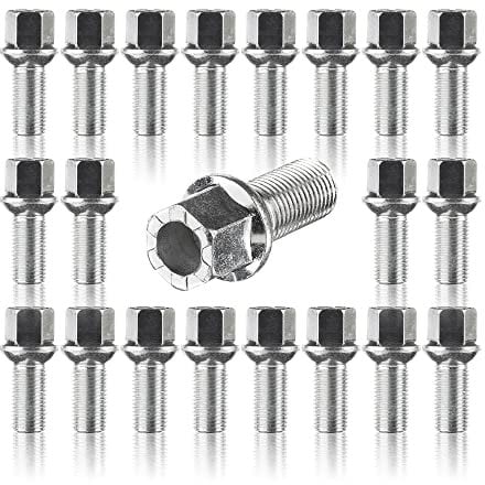 BIMECC Alloy Wheel Bolts - M14x1.5 - Silver - R13 Radius - Compatible with original Audi | SEAT| Skoda | VW wheels
