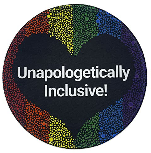 Unity Books Mauspad,Inspirierendes rundes Mauspad für Apple Magic Maus und kabellosen Laptop-Computern, 8.5 Zoll Kreis, künstlerisches ästhetisches Design (LGBTQ+ Regenbogen)