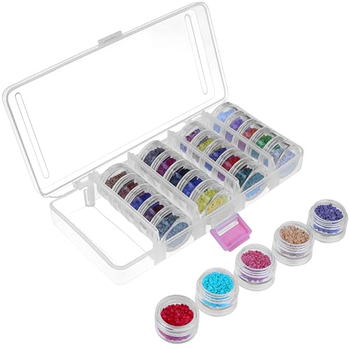 Kurtzy 25 Pcs Inner Bead Storage Organiser Box with Removable Compartment Containers & Lids - 5 Stacks of 5 Pots - Diamond Dot Painting Beads, Jewellery, DIY Nail Art, Earrings, Glitter & Embroidery