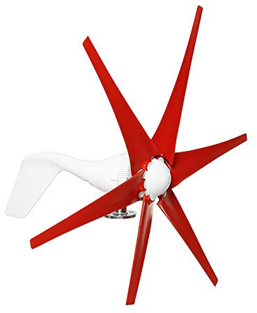 Kit generatore Eolico a turbina con 6 Pale, generatore Eolico generatore Eolico per Nautica, Camper, casa, generatore Eolico per Sistema Eolico Solare Ibrido-Nero 12v