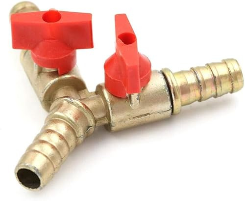 8mm (5/16) Hose Y 3-Way Brass Shut Off Ball Valve for Fuel Air Water Gas (10mm)