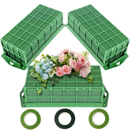 Povxlum BlumenschaumkäFig, 3Er-Pack BlumensteckschaumblöCke, Blumenhalter mit Blumenschaum, KäFigschale Blumenschaum