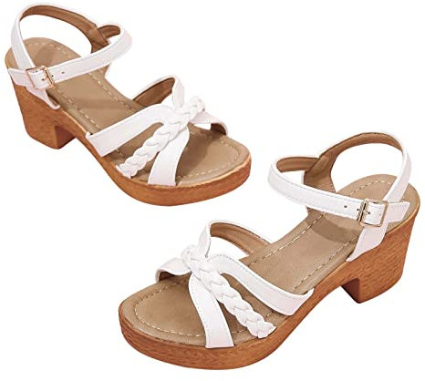 Susenstone Sandales Femme Bohème Sandales De Marche Femme Été Confortable Chaussures de plage d'été Sandale de Plage Vacances Bout Ouvert Sexy Mode Sandales Talon Haut Bloc avec boucle