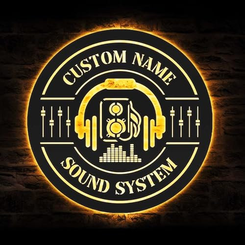 Benutzerdefinierte Dj Discjockey Metallwandkunst Mit LED Leuchten, Personalisiertes Sound Stereosystem Namensschild, Dekor, Audio Lautsprecher, Musikstudio, Neonschild Dekoration