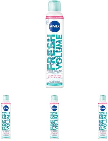 NIVEA Trockenshampoo Fresh Volume (200 ml), extra mildes Trockenshampoo Spray mit angenehmem Duft, Trockenhaarshampoo für extra Volumen & sofortige Frische (Packung mit 4)
