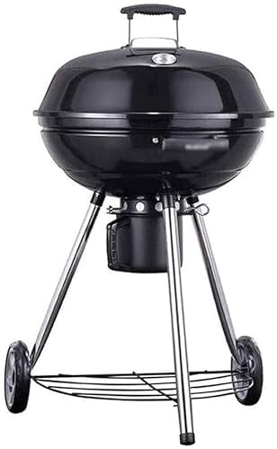 Barbecue-Grill, BBQ-Kessel, Holzkohlegrill, Kochen im Freien, Terrasse, Hinterhof, Garten, Rasen, Camping, Picknick, tragbarer Grill aus Edelstahl, Holzkohlegrills mit Rädern, Ablage, Temperatura