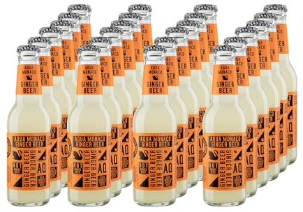 AQUA MONACO Sodato Ginger Beer, extra-piccante, succo di radice di zenzero, base perfetta per i mules, ideale con rum o bourbon - 24 bottigliette da 200ml