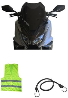 Compatible avec KYMCO AK 550 ABS ANNÉE 2019 Pare-Brise FACO pour Scooter Spoiler Bas FUMÉE FONCÉE Coupe-Vent Flux d'air PMMA + KIT DE Montage Inclus L.390XH.480XS.3MM