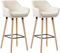 CLP 2er Set Barhocker Grant I Thekenhocker Mit Stoff-Bezug I Buchenholz-Gestell, Farbe:beige