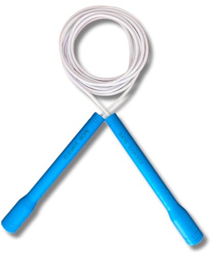 Elevate Rope Cuerda de salto de mango largo - Cuerda de salto profesional ajustable para Cardio, Double Unders y Freestyle - 3m de largo, 4mm de espesor - PVC duradero con núcleo de nylon (azul)