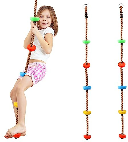 2 Pack 5.9ft Climbing Rope with Knots Colorful Playground Rope Swing Tree Climbing Rope for Kids Outdoor Swing Set Backyard Accessories