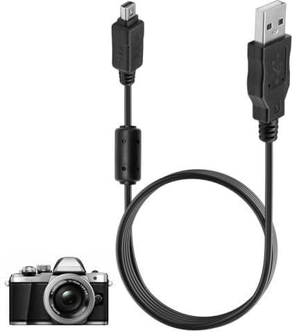 kiki fancy Camera Battery Charger, Charging and Data USB Cable Compatible with Olympus SZ-12 SZ-14 SZ-20 SZ-30MR SZ-31MR TG-1 Image Transfer Battery Charger Replacement(Black)