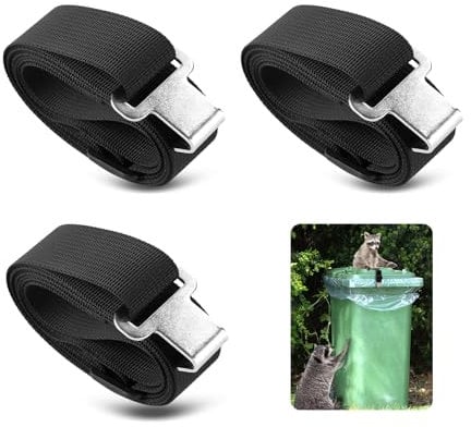 lasuroa 3pcs Trash Can Locks for Animals, Adjustable Trash Bin Lid Strap for Raccoon Wind-Proof Universal Outdoor Garbage Can Strap Lock Prevent Tipping Over