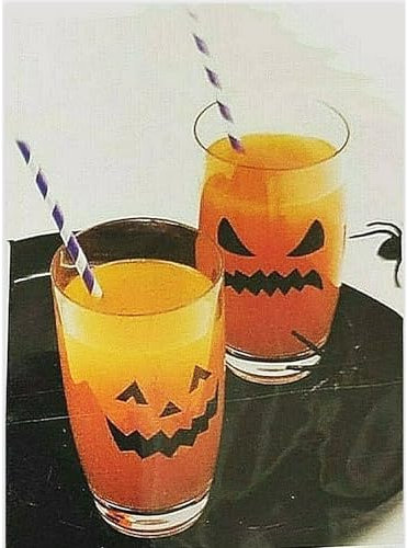 4Ucards Spooky Halloween Stickers - 32x Devilish Party Faces | Removable, Replaceable Clings for Drinking Glasses, Bottles, Mirrors