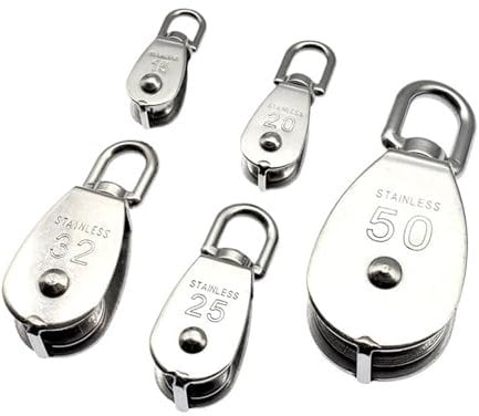 AUNANGLJSCS Einzelner Flaschenzug. Flaschenzugseil 1PCS M32 Einzelnen Flaschenzug 304 Edelstahl M15 M20 M25 M50 Einzelnen Rad Swivel Hebe Seil Pulley Set hebe Rad(M32)