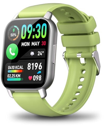 Montre Connectée Homme Femme, 112+ Sportifs Smartwatch,1.85 Haute Montre Intelligente Connectée ,Fréquence Cardiaque/Oxygène Sanguin/Dormir Moniteur Montres Intelligente, Pour Android/iOS,Vert