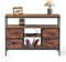 Xisilla Retro-Kommode mit Vier Schubladen und integrierter Steckdose, Kommode aus Vliesstoff mit Griffen, Schwarz kommoden & sideboards