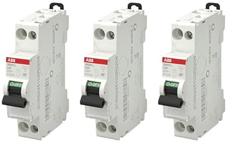 ABB Lot de 3 disjoncteurs Ph+N raccordement Vis 20A-4,5Ka - Courbe C