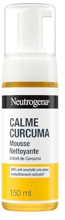 Neutrogena - Mousse Nettoyante Calme Curcuma (flacon-pompe de 150 ml) – Nettoyant visage à l'extrait de curcuma – 94% ont constaté une peau complètement nettoyée