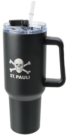 FC St. Pauli - Totenkopf - Thermobecher mit Strohhalm