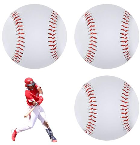 yotutun Baseballs 9 Inch, 3 Stück Handgenäht Baseballs PU Soft Basebälle Weiche Gummikern Basebälle Training Softball für Erwachsene, Jugendtraining, Professionelle Baseballspiele