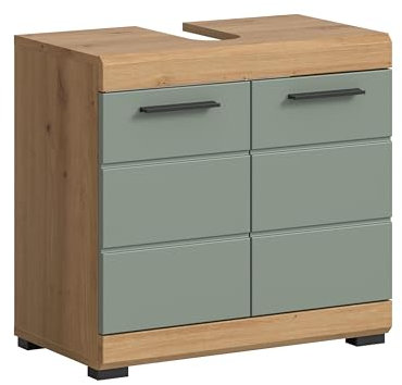 xonox.home Bad Scout X06N3705 Waschbeckenunterschrank Unterschrank Waschschrank in Salbei und Artisan Eiche Nachbildung, ca. B/H/T: 60x56x34 cm
