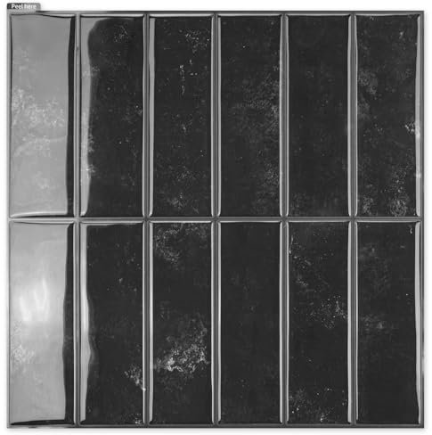 Art3d 10 fogli di piastrelle adesive da parete autoadesive, 30 x 30 cm, per cucina, bagno, soggiorno, colore nero