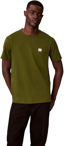 Calvin Klein Camiseta de Manga Corta Hombre Badge Jersey Classic tee de algodón, Blanco (Medieval Forest), M