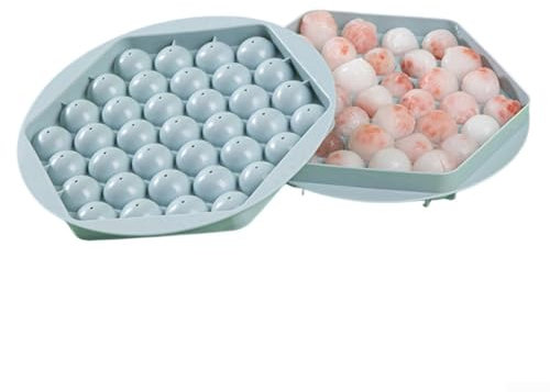 Produce convenientemente 37 cubitos de hielo esféricos para cócteles y whisky con esta bandeja de hielo (azul)