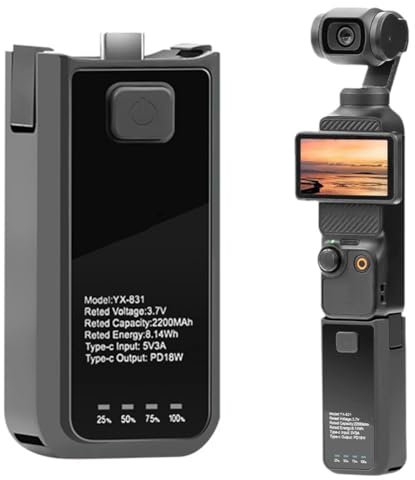 Tragbarer Batteriegriff für DJI Osmo Pocket 3.2200 mAh Akku-Powergriff, schnelles Aufladen, Handgriff für Osmo Pocket 3 Kamera-Zubehör
