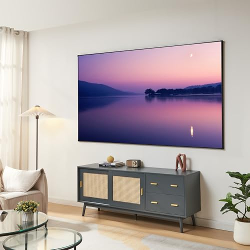 [en.casa] Schermo di Proiezione a Parete 100 Pollici Formato 16:9 Telo Proiettore Full HD 4K 8K HDR Montaggio a Muro per Home Cinema Ufficio Sala Riunioni Gaming - Grigio