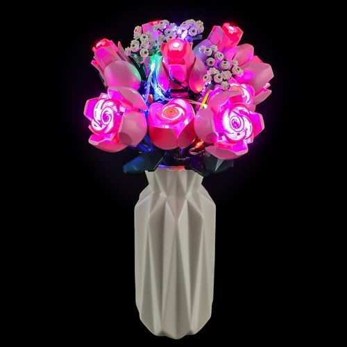 BRIKSMAX Kit di luci 2.0 compatibile con Lego The Botanical Collection Bouquet of Pink Roses 10374 Set da costruzione, kit di illuminazione a LED (solo accessori), tecnologia per nascondere i cavi per
