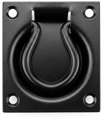 SCORPIO HARDWARE® Trap Door Ring Pull Handle Black 4 Inch - 100mm Cellar Flap Flush Recessed Handle