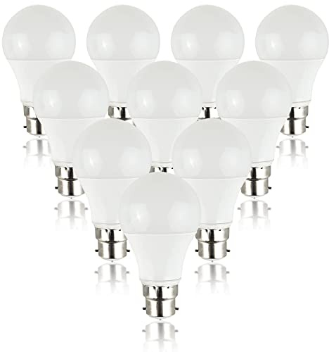 MiniSun | High Power 6W LED BC B22 SMD GLS Energy Saving Long Life Bulbs | LED Bulbs, Home Décor & Improvement Essential | Pack of 10 | Includes Bulb [6500K Cool White]