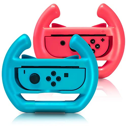 ADZ 2 x Red and Blue Switch Steering wheel compatible with Nintendo Switch Mario Kart