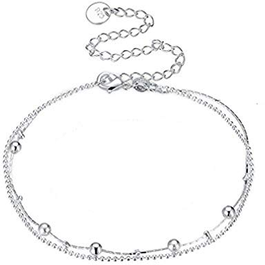 Chaîne de cheville double en argent 925 - Cadeau de Noël