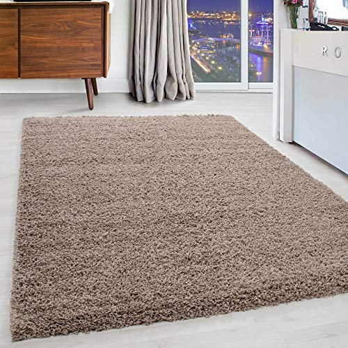 Carpettex Teppich Alfombra Shaggy Flokati de Pelo Largo, Unicolor, mullida y Suave para la Sala de Estar., Color:Beige, Tamano:160x230 cm