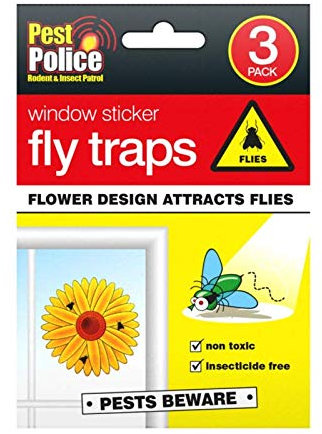Pest Police Stickers pour fenêtre Motif Fleurs Attire Les Insectes indésirables 6 x Fly Traps (2 Packs) Jaune