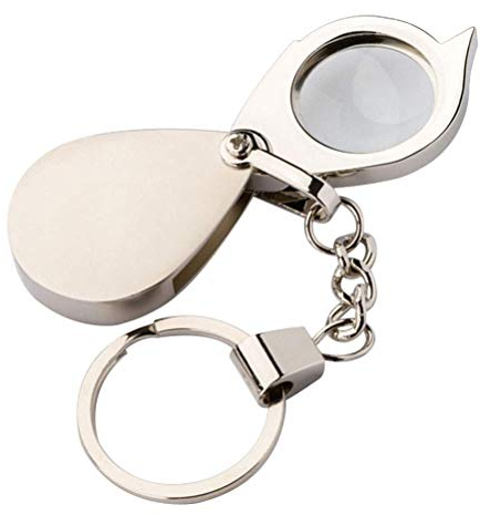 Taschenlupe Glas Lupe Schlüsselanhänger Mini Glaslupe Metall Einschlaglupe 15x Vergrößerungsglas Faltbare Leselupe 20 mm Handlupe für Münzen Briefmarken Hobby Sehhilfe für Senioren