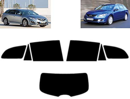 Passgenaue Tönungsfolie für-Mazda 6 5-Türen Kombi 2008-2012 Heck/Seitenscheiben (05% Tiefschwarz)